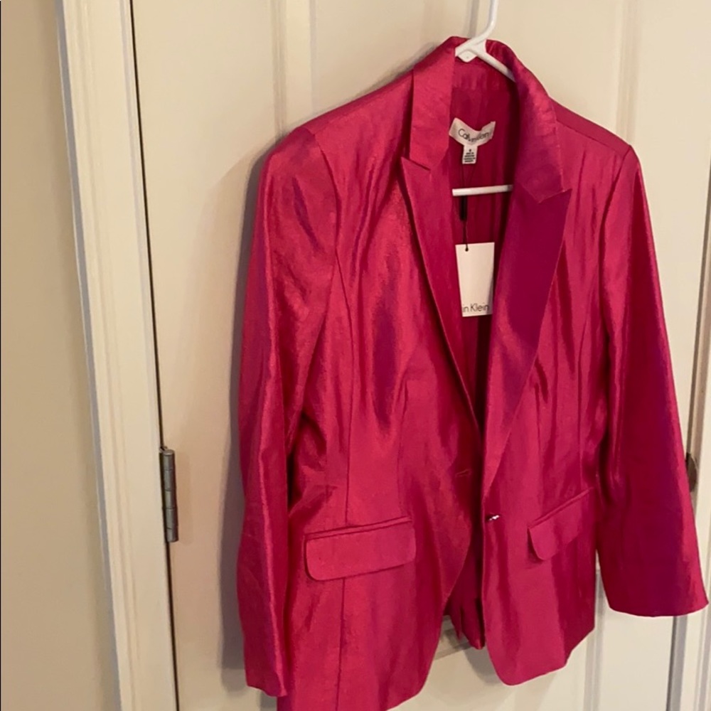 Pink Calvin Klein tailored jacket in size 8